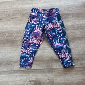 Reebok Women’s  Blue and Pink Tropical Patterned Leggings